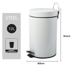 Pattumiera a pedale da 12L in Acciaio Inox modello Unis - Bianco