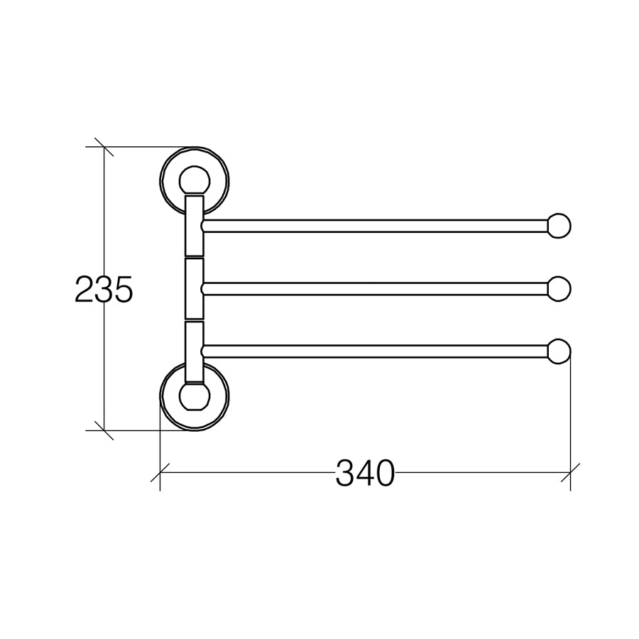 Porta Asciugamani triplo snodato Venessia di Lineabeta in ottone cromo