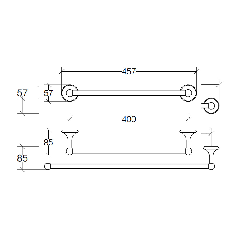 Porta asciugamani a muro di Lineabeta serie Venessia in ottone cm 46 Oro
