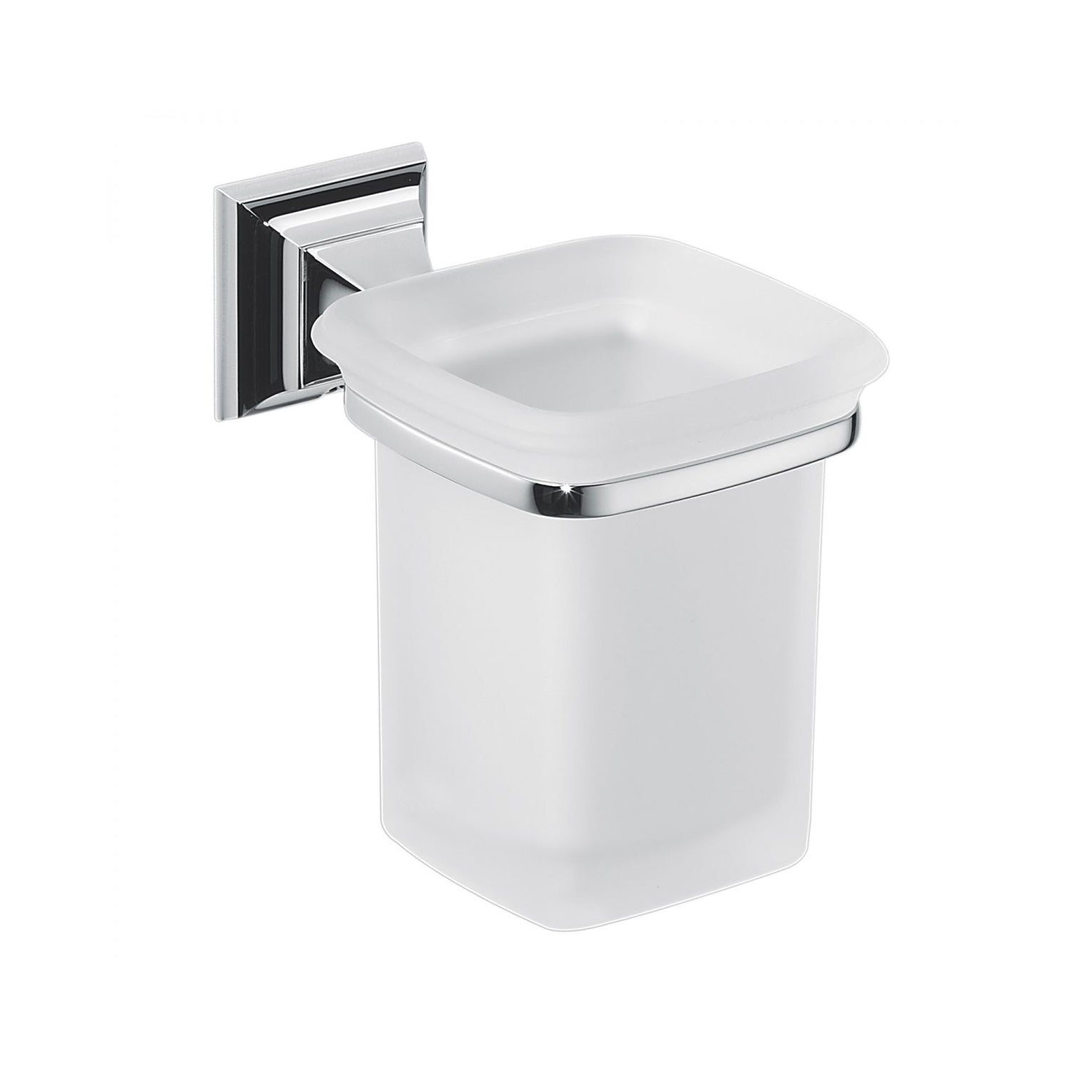 Porta bicchiere in ottone cromato e vetro acidato collezione Portofino di Colombo Design