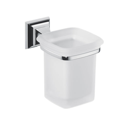 Porta bicchiere in ottone cromato e vetro acidato collezione Portofino di Colombo Design