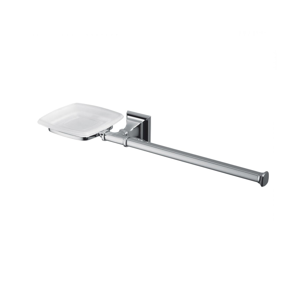 Porta sapone con porta salvietta bidet destro in ottone e vetro Portofino di Colombo Design