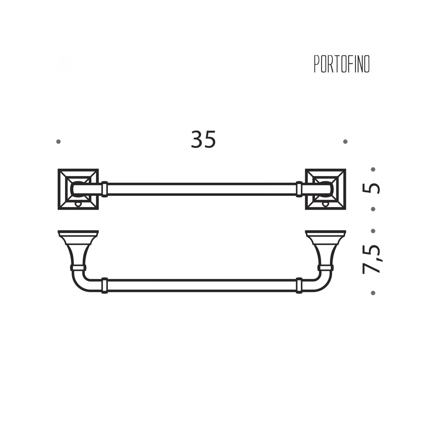 Porta salvietta 35cm in ottone cromato collezione Portofino di Colombo Design