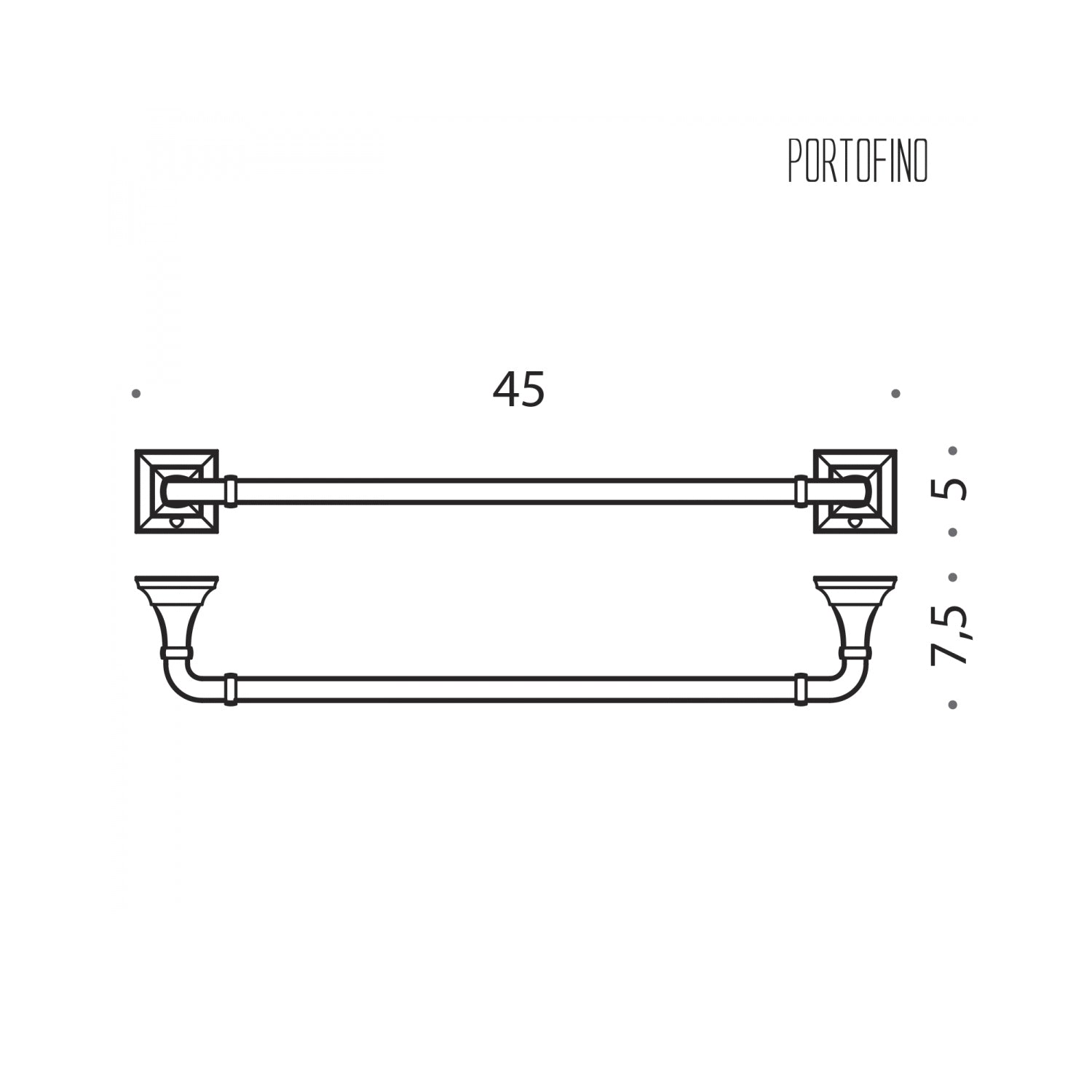 Porta salvietta 45cm in ottone cromato collezione Portofino di Colombo Design