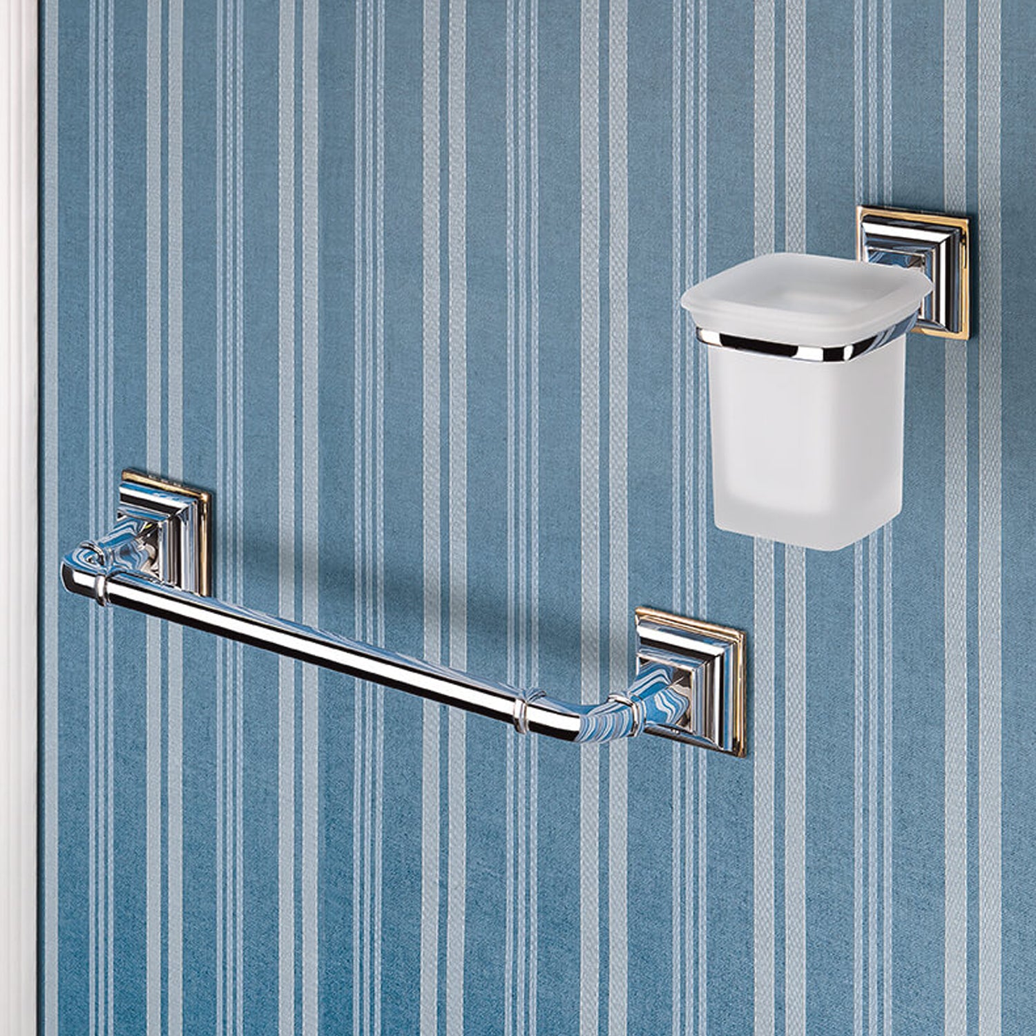 Porta salvietta 60cm in ottone cromato collezione Portofino di Colombo Design