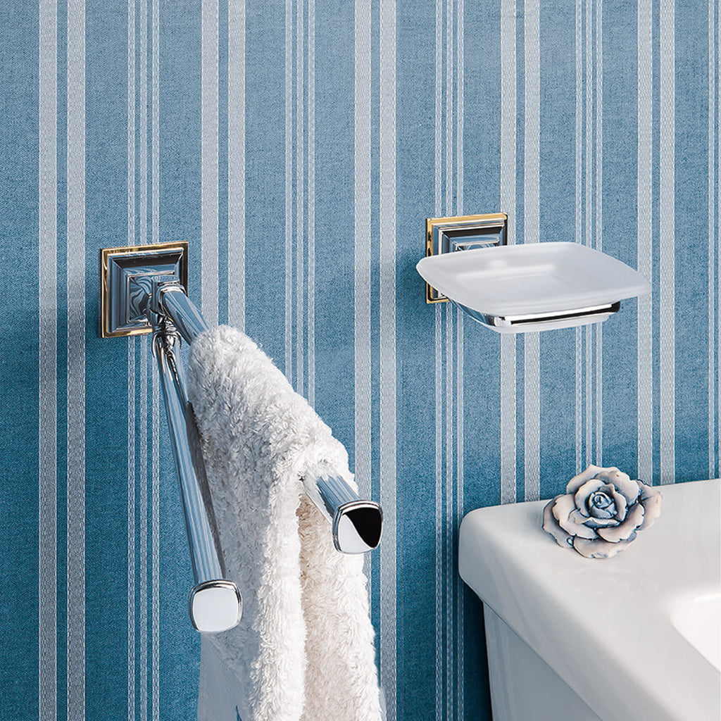 Porta salvietta doppio a snodo in ottone cromato collezione Portofino di Colombo Design