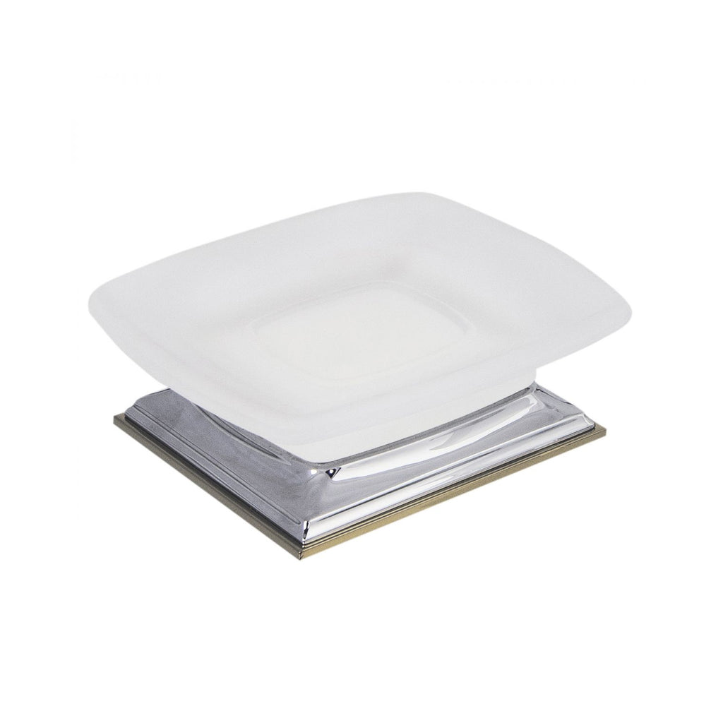 Porta sapone d'appoggio in ottone cromato e vetro collezione Portofino di Colombo Design