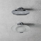 Porta sapone in ottone cromato con piattino in vetro satinato Colombo Design collezione Basic Con fissaggio a tassello