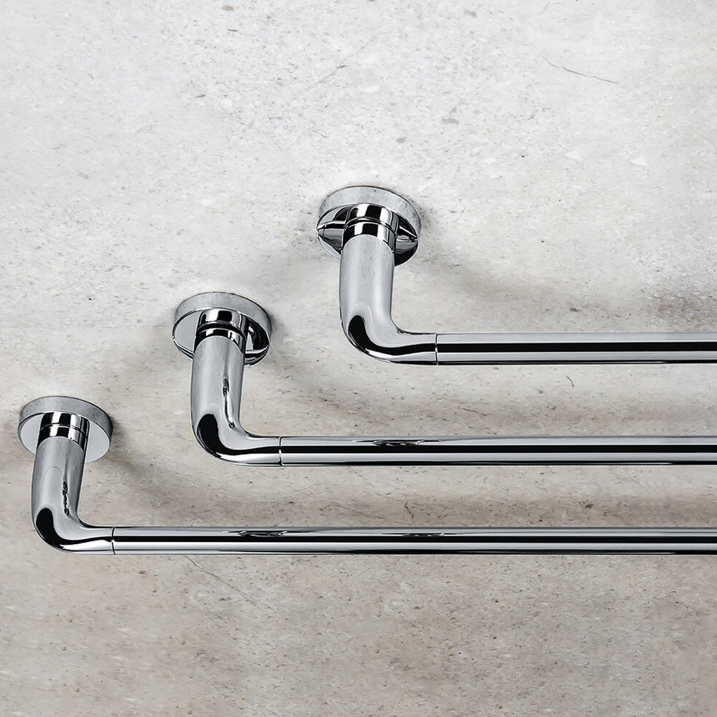 Porta salviette cm 64 in ottone cromato Colombo Design collezione Basic Con fissaggio a tassello e ad incollo con kit opzionale