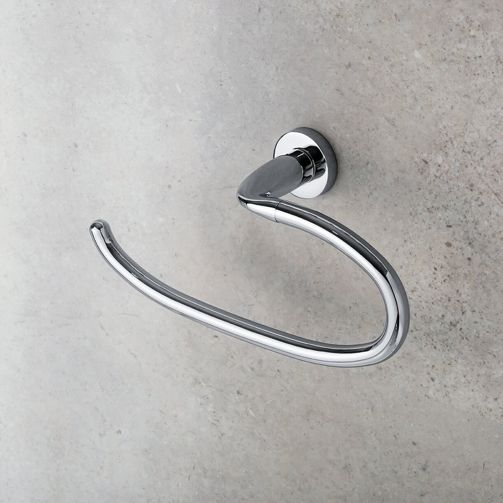 Portasalviette ad Anello Nero Opaco Colombo Design collezione Basic Con fissaggio a tassello e ad incollo con kit opzionale