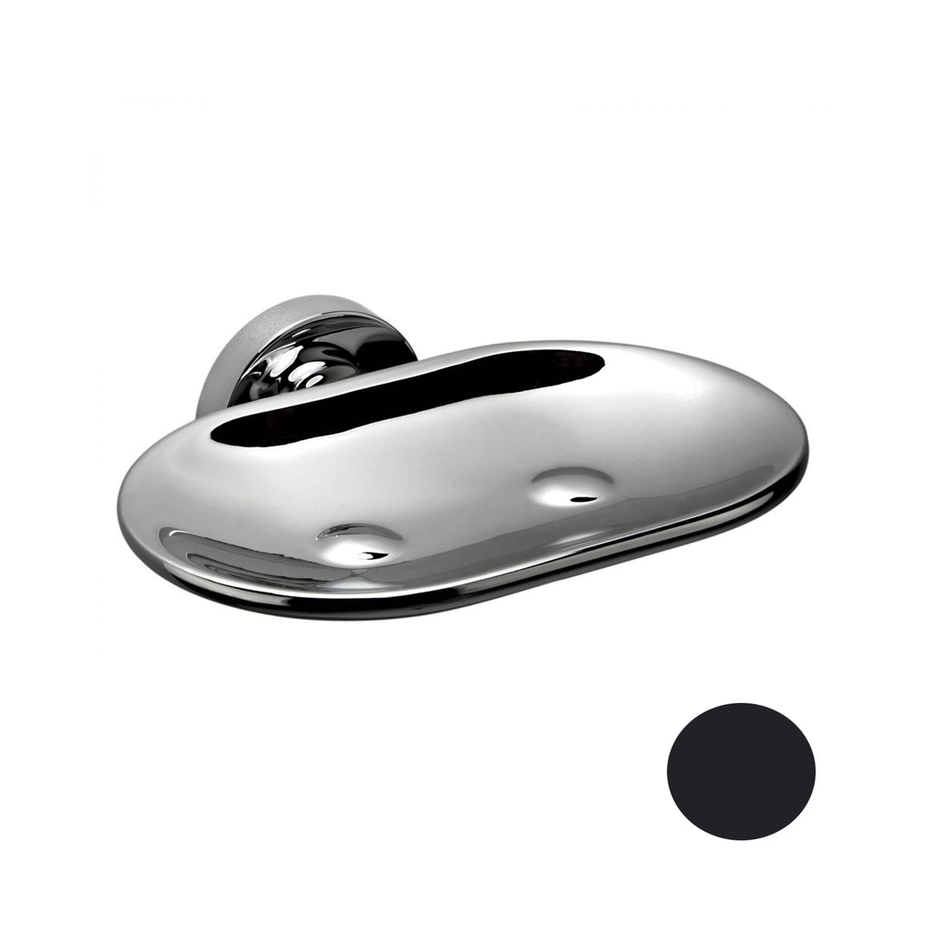 Porta sapone inamovibile in ottone nero Colombo Design collezione Basic Con fissaggio a tassello
