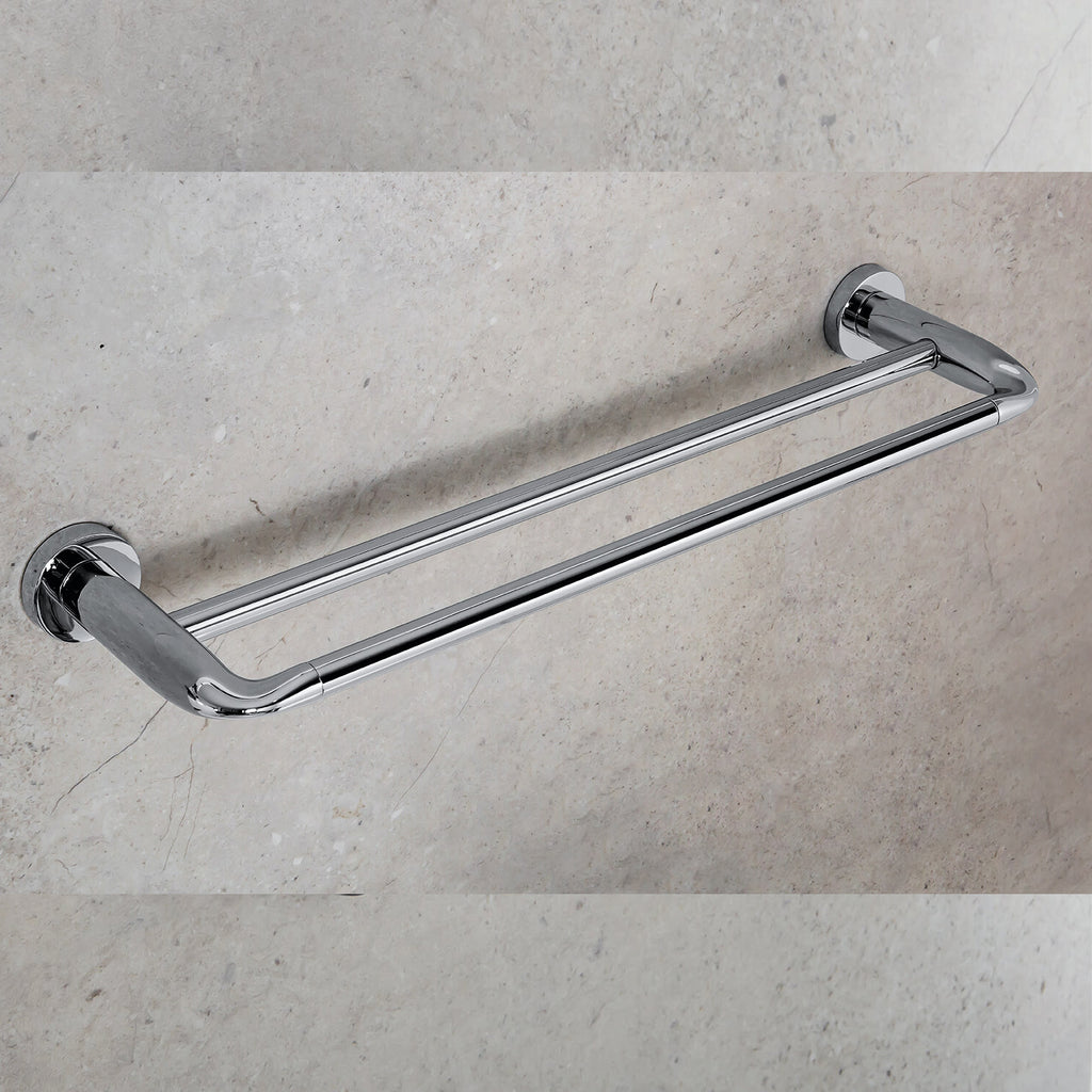 Porta salviette doppio in ottone cromato Colombo Design collezione Basic Con fissaggio a tassello