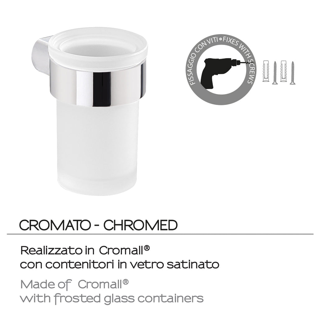 Portaspazzolini a muro in Ottone e Cromall Gedy serie Pirenei - Cromato