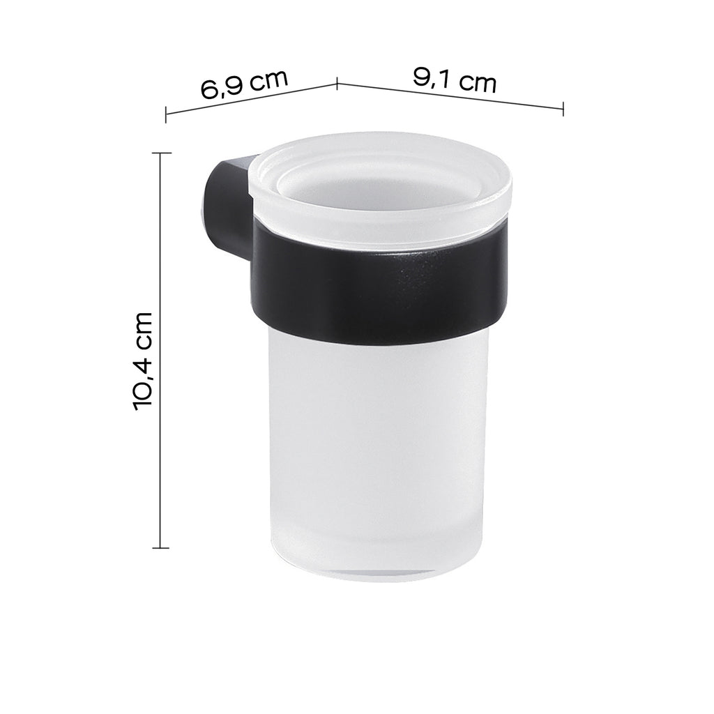 Portaspazzolini a muro in Ottone e Cromall Gedy serie Pirenei - Nero Matt