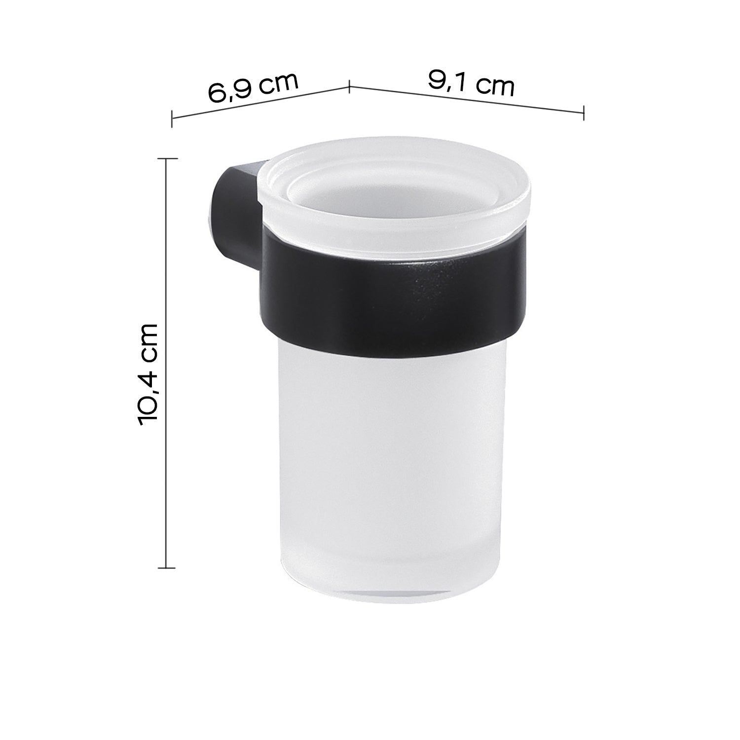 Portaspazzolini a muro in Ottone e Cromall Gedy serie Pirenei - Nero Matt