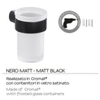 Portaspazzolini a muro in Ottone e Cromall Gedy serie Pirenei - Nero Matt