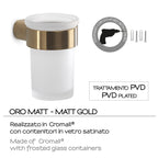 Portaspazzolini a muro in Ottone e Cromall Gedy serie Pirenei - Oro Matt