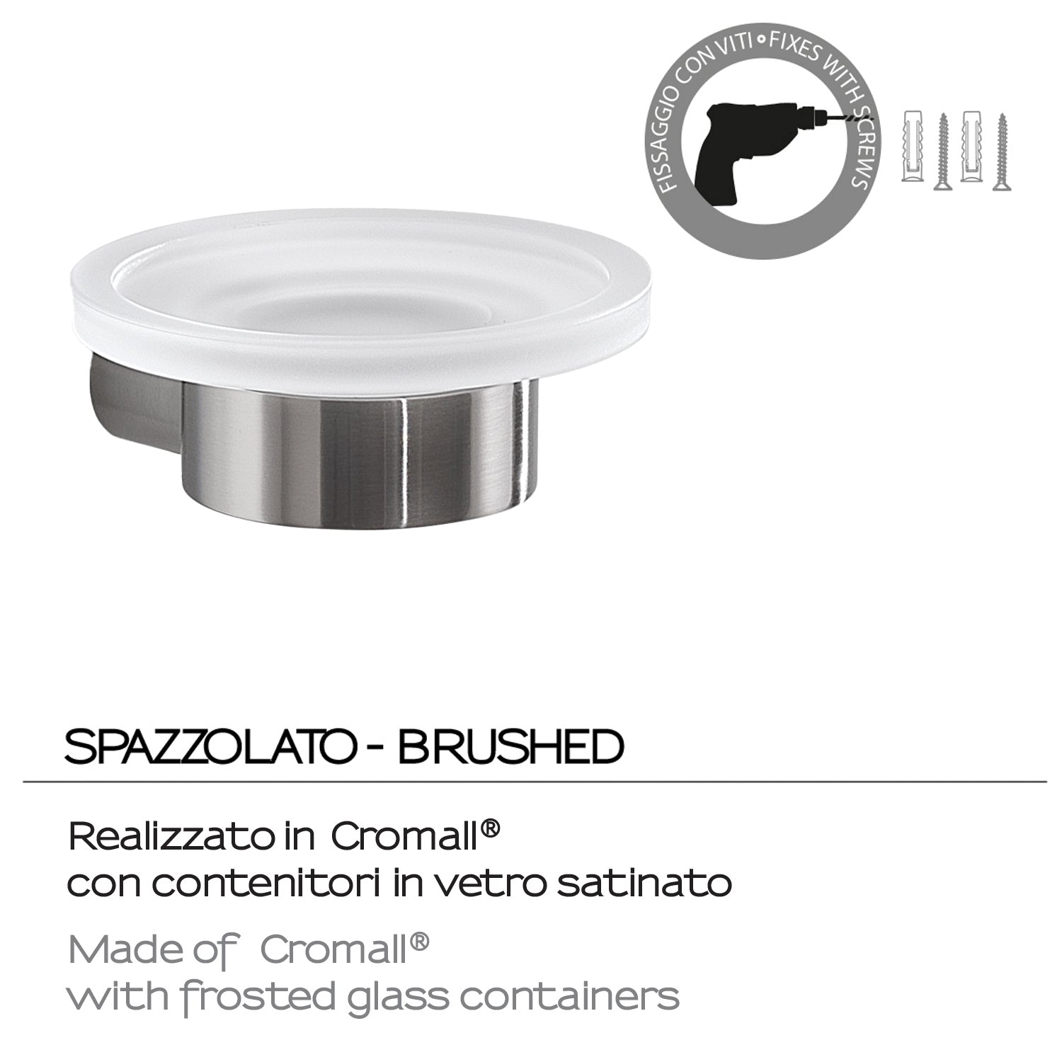 Portasapone a muro in Ottone e Cromall di Gedy serie Pirenei - Spazzolato