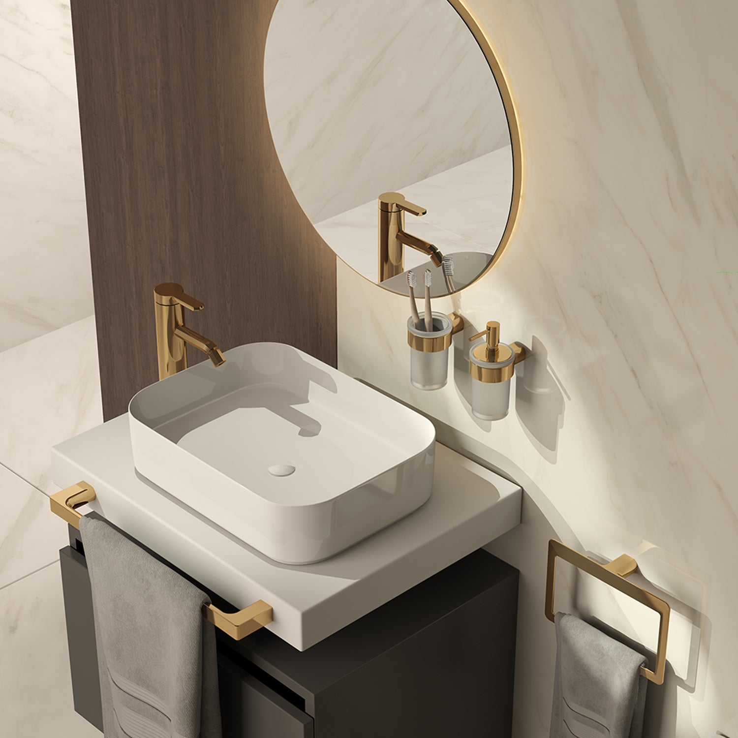 Portasapone a muro in Ottone e Cromall di Gedy serie Pirenei - Oro