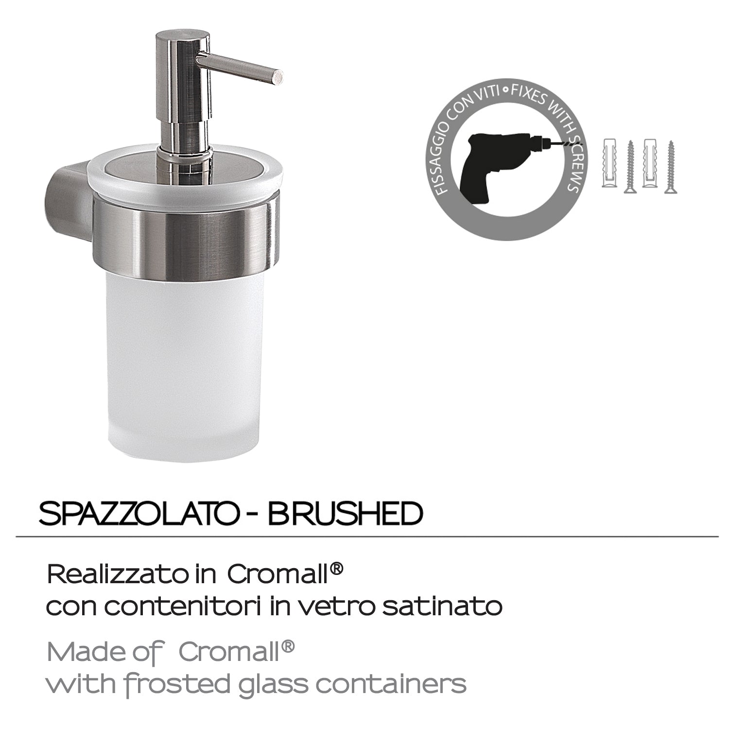 Dosasapone a muro con erogatore di Gedy serie Pirenei - Spazzolato