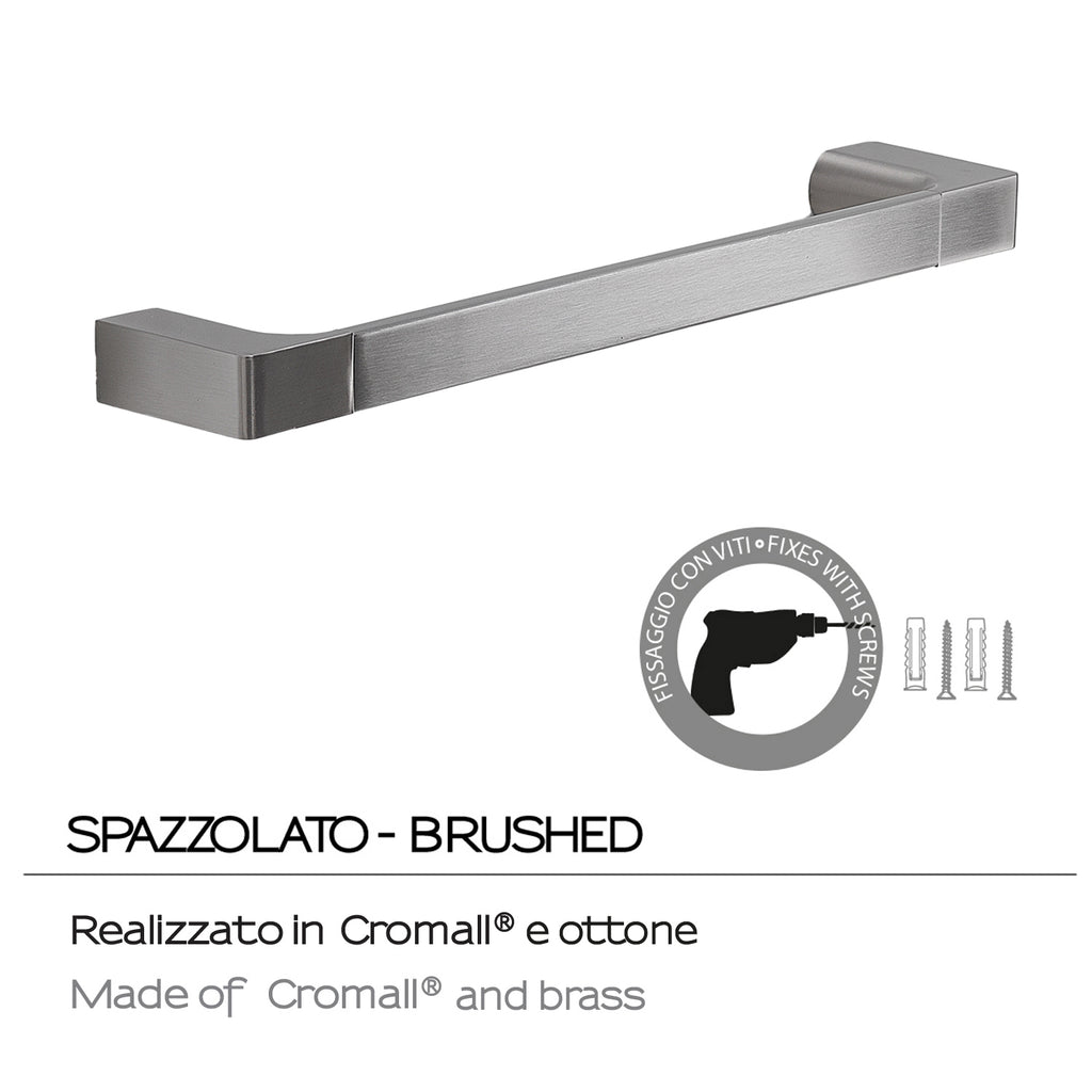 Porta asciugamani a muro Gedy serie Pirenei 35 cm - Spazzolato