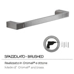 Porta asciugamani a muro Gedy serie Pirenei 35 cm - Spazzolato