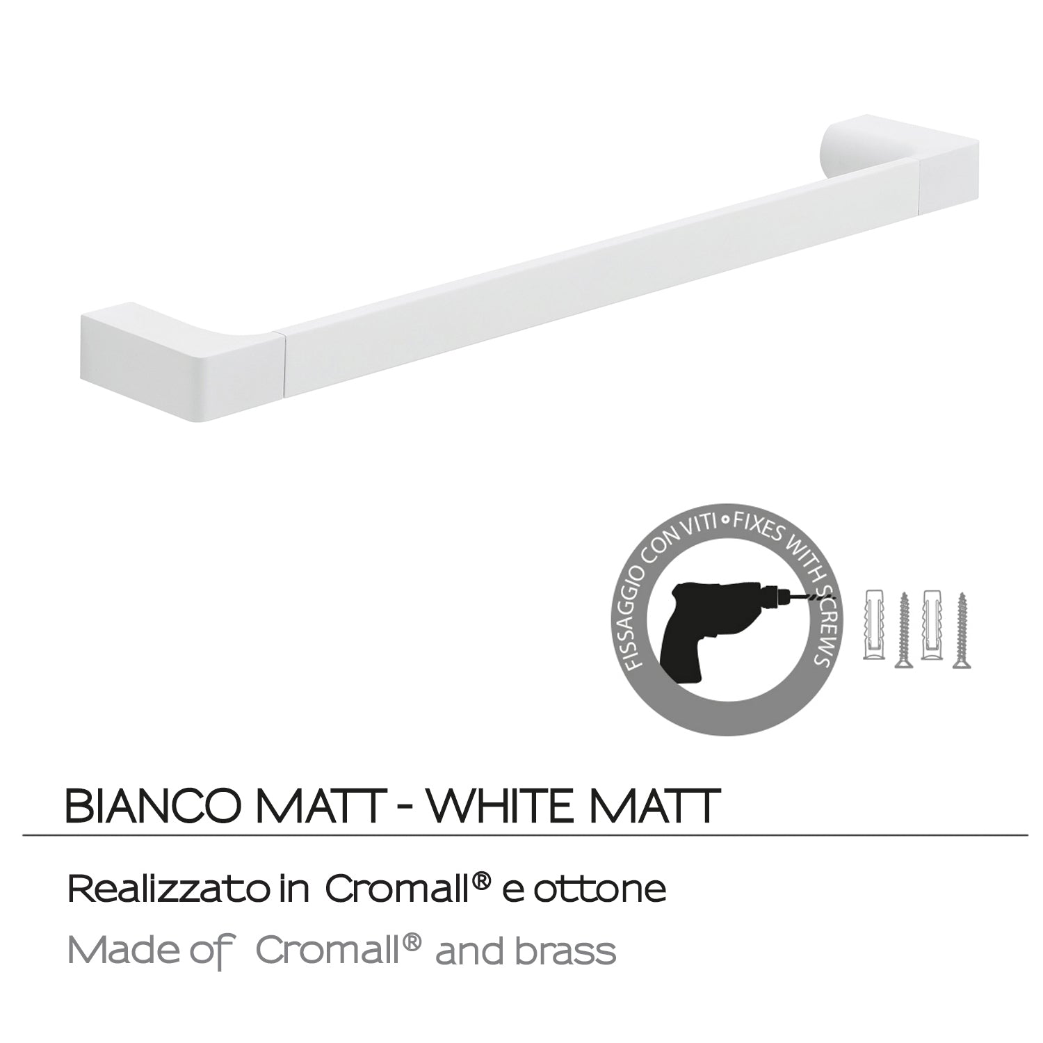 Portasalviette a muro di Gedy serie Pirenei 45 cm - Bianco Matt