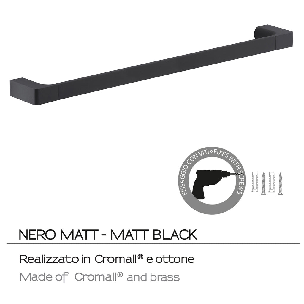 Portasalviette a muro di Gedy serie Pirenei 60 cm - Nero Matt