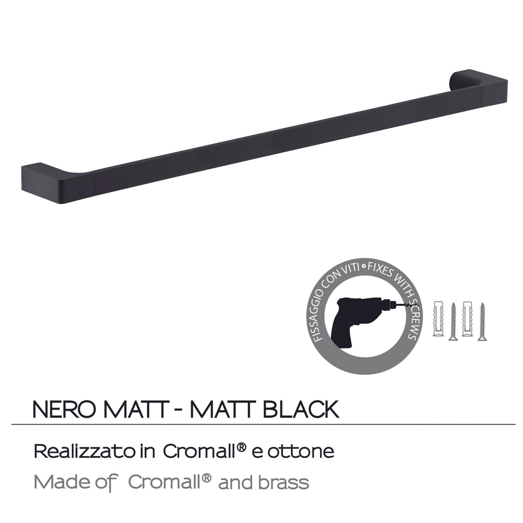 Portasalviette a muro di Gedy serie Pirenei 80 cm - Nero Matt