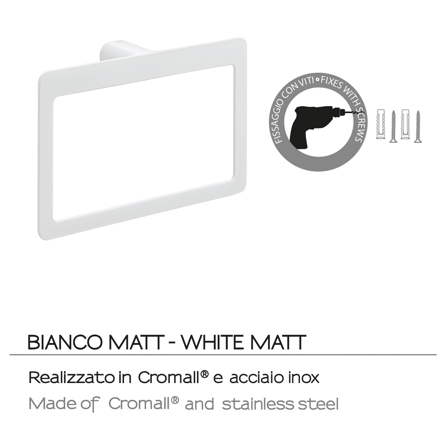 Portasalviette ad anello Gedy serie Pirenei - Bianco Matt