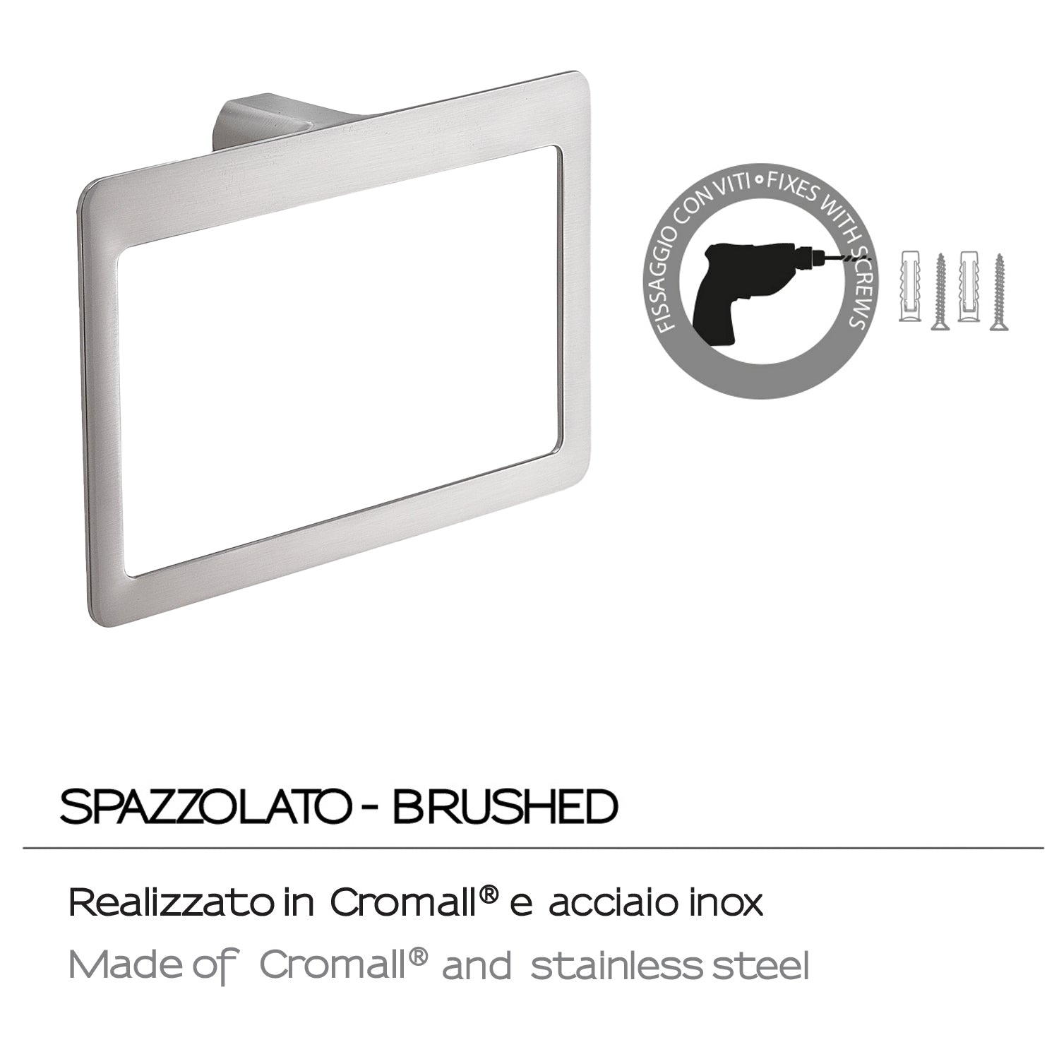 Portasalviette ad anello Gedy serie Pirenei - Spazzolato