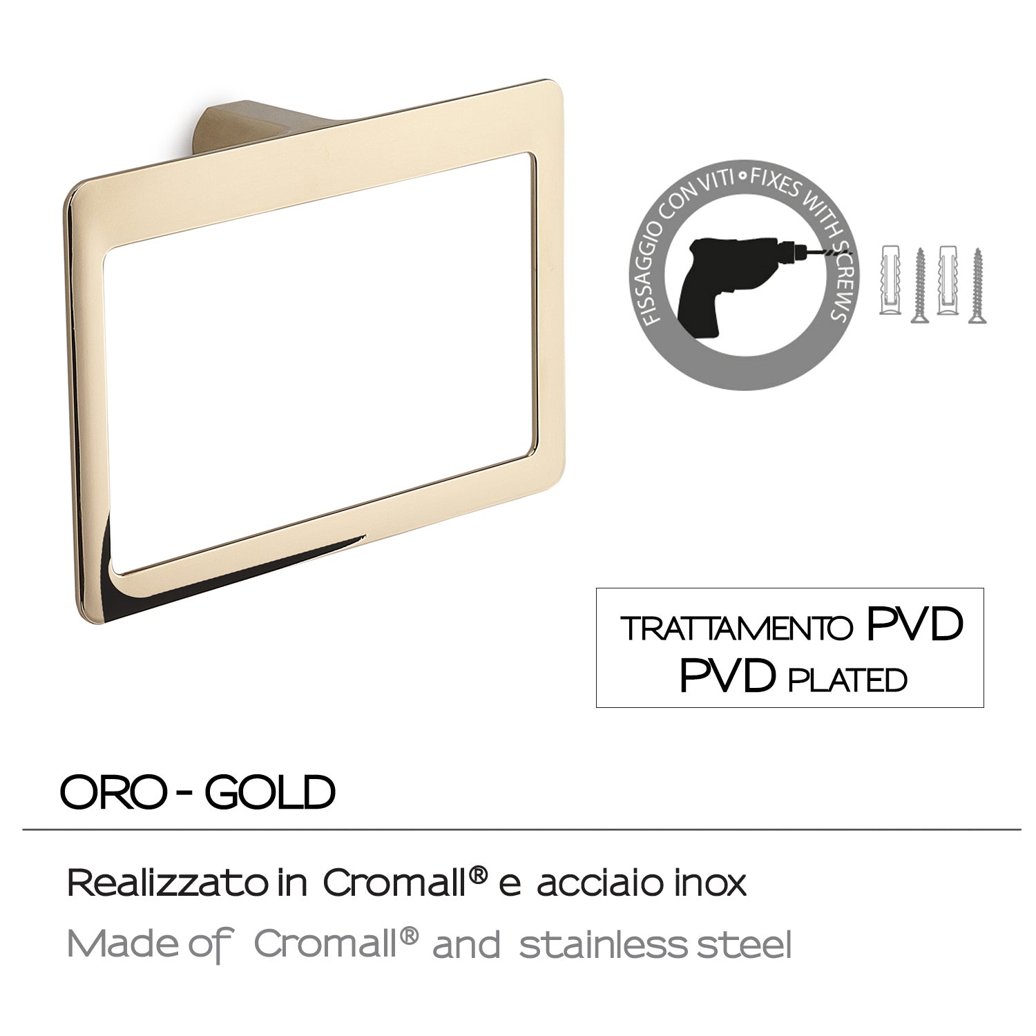 Portasalviette ad anello Gedy serie Pirenei - Oro