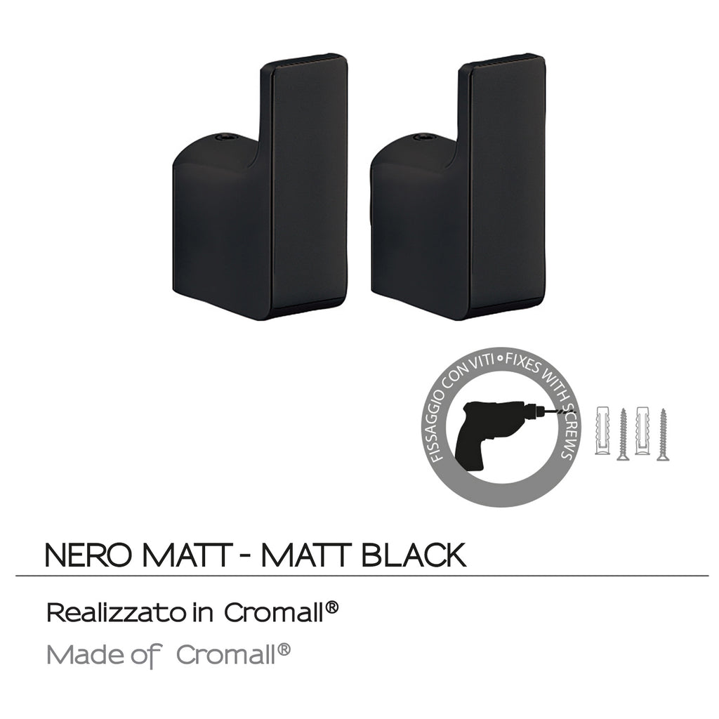 Appendini 2 pezzi a muro Gedy serie Pirenei - Nero Matt