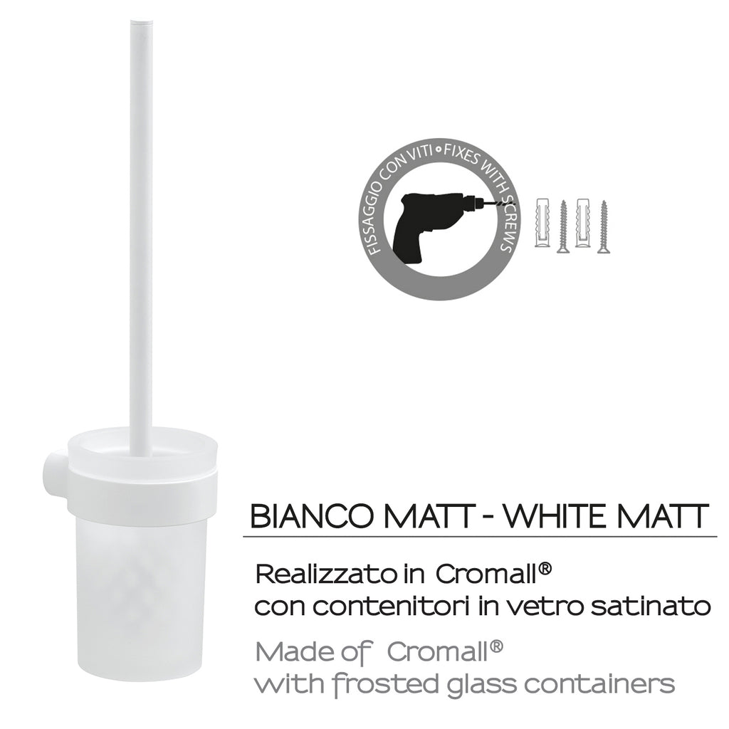 Scopino da muro con ciuffo in setole Gedy serie Pirenei - Bianco Matt