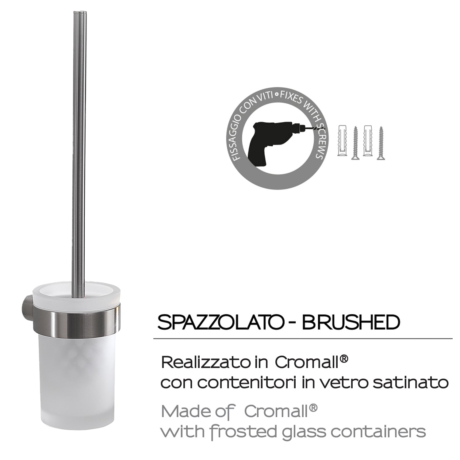 Scopino da muro con ciuffo in setole Gedy serie Pirenei - Spazzolato