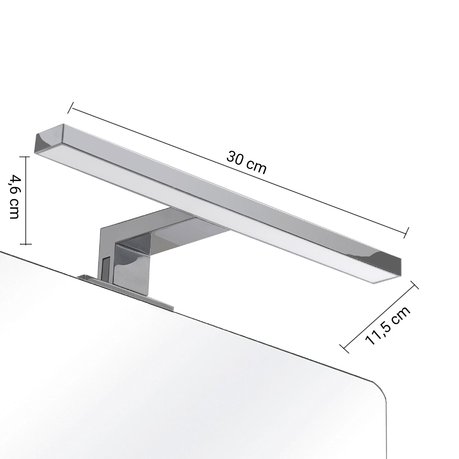 Lampada Led per specchio da 30 cm con attacco universale modello Madeira di Gedy - Cromato
