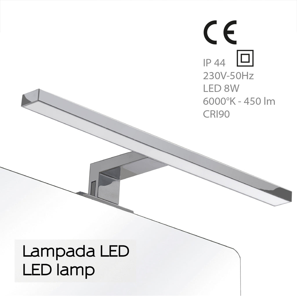 Lampada Led per specchio da 45 cm con attacco universale modello Madeira di Gedy - Cromato