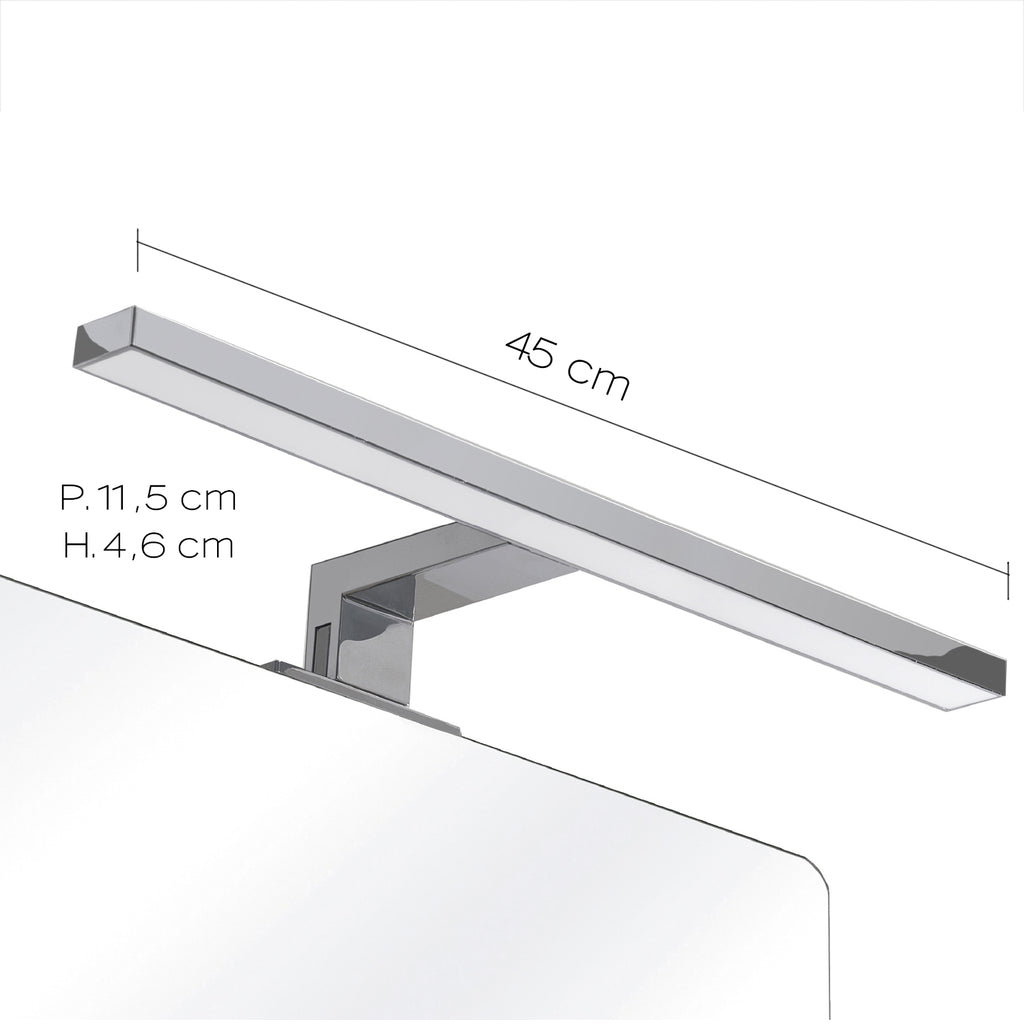Lampada Led per specchio da 45 cm con attacco universale modello Madeira di Gedy - Cromato