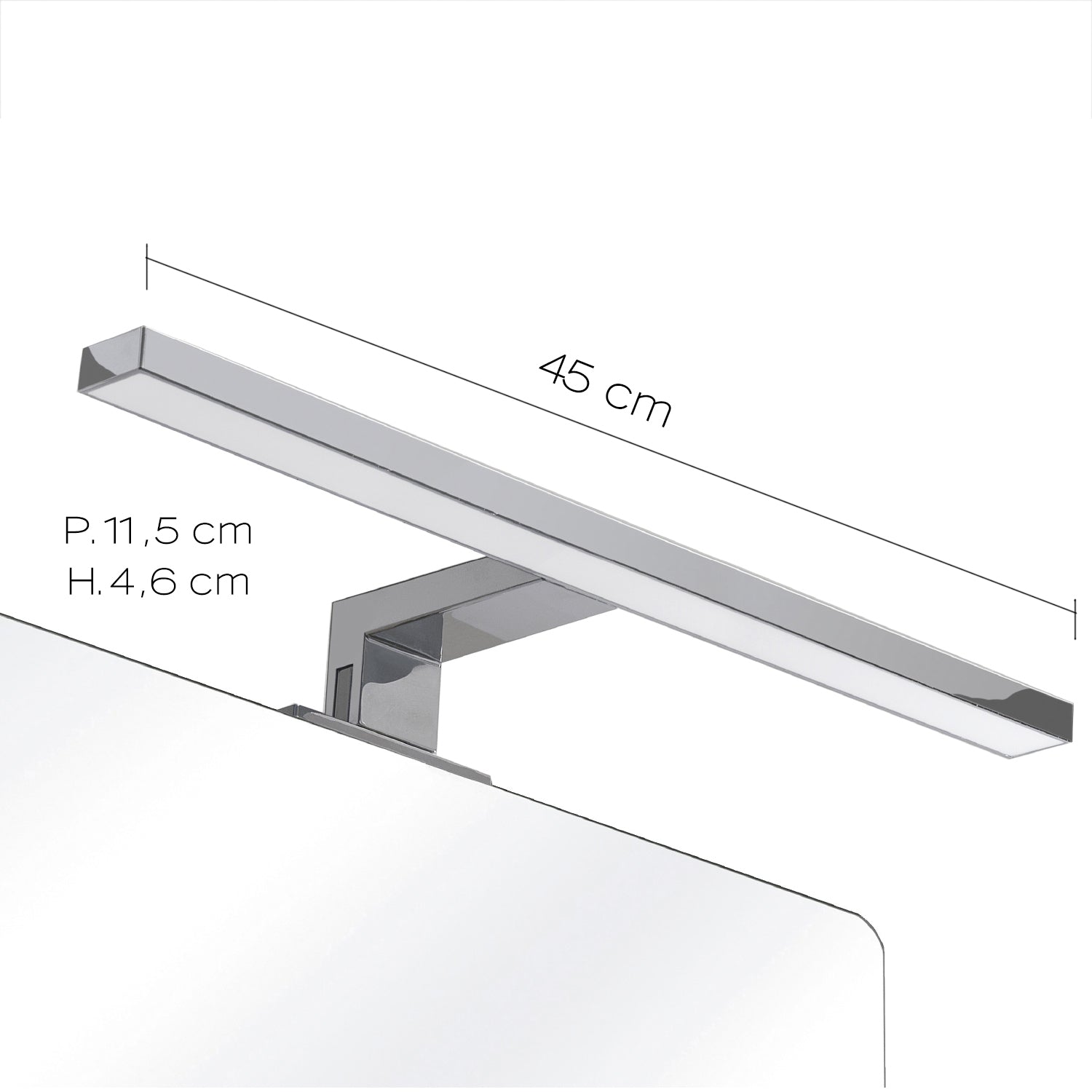 Lampada Led per specchio da 45 cm con attacco universale modello Madeira di Gedy - Cromato