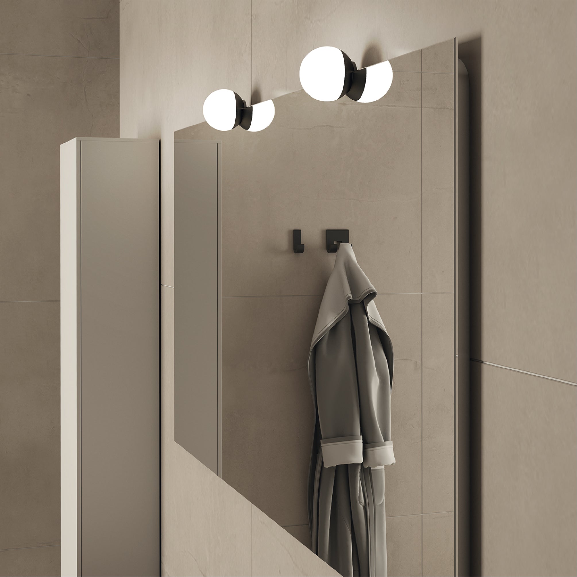 Lampada led tonda per specchio di Gedy modello Delos - Nero Matt