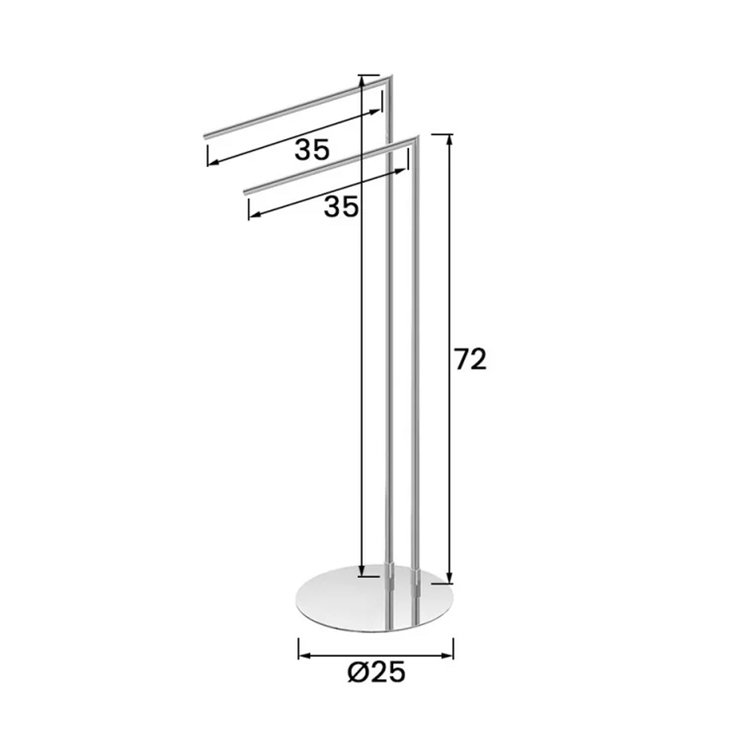 Piantana porta asciugamani Stile in acciaio con base ultra piatta - Cromo