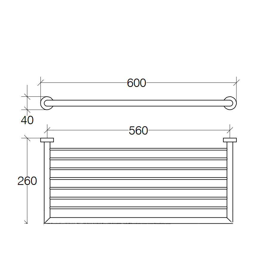 Griglia porta asciugamani Lineabeta collezione Baketo con 7 barre per appendere. In ottone cromato. Misura cm 60