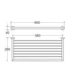 Griglia porta asciugamani Lineabeta collezione Baketo con 7 barre per appendere. In ottone cromato. Misura cm 60