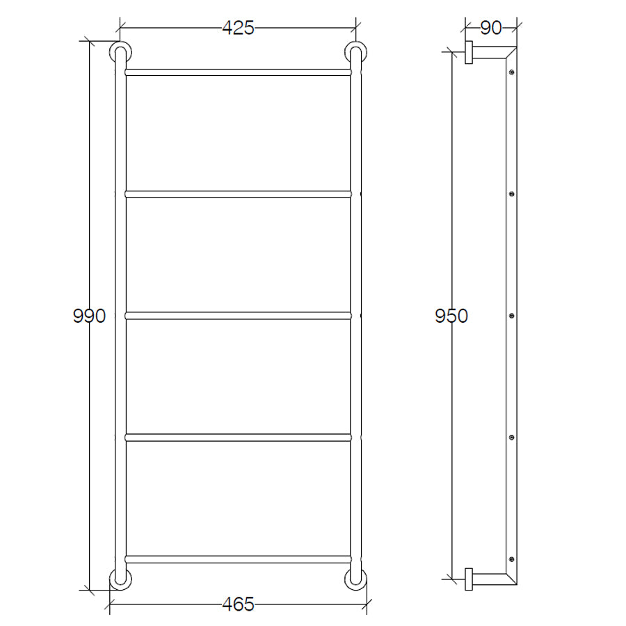 Scaletta porta asciugamani a muro Lineabeta collezione Baketo in ottone cromato