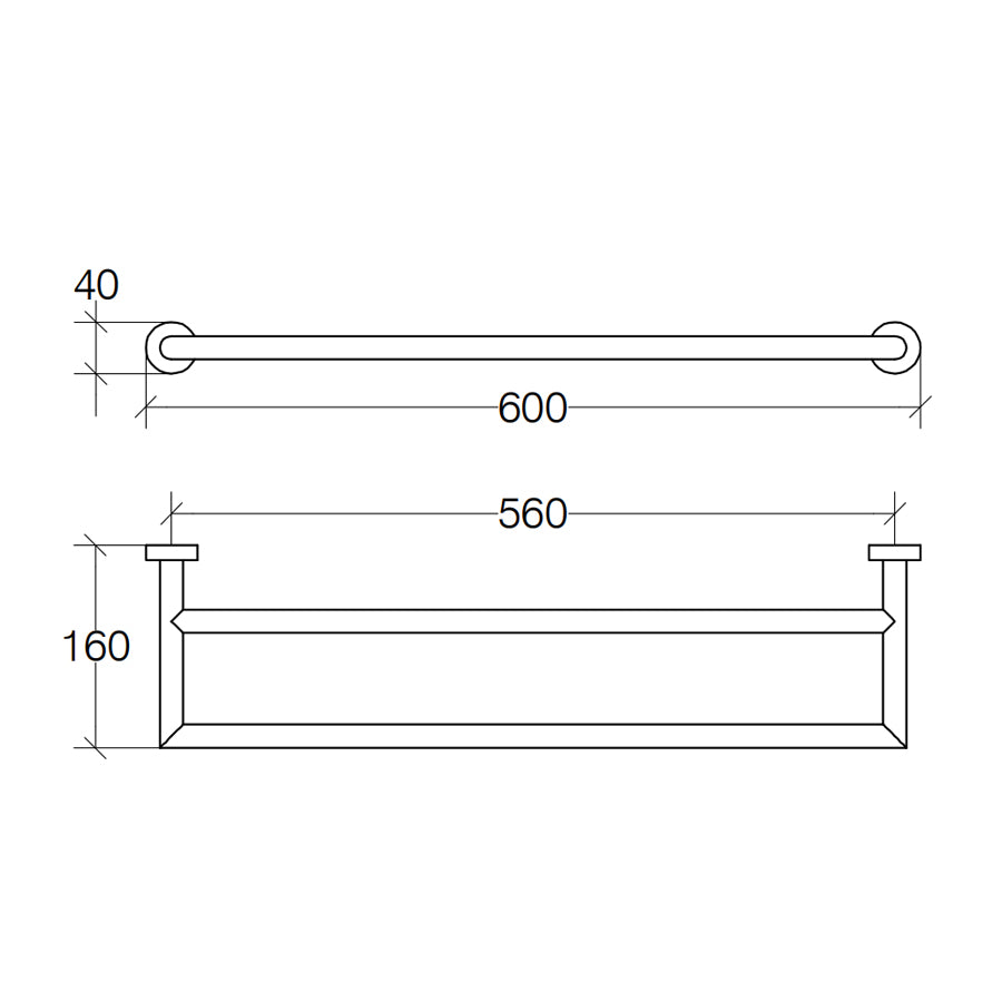 Porta asciugamani doppio di Lineabeta collezione Baketo con fissaggi a muro in ottone verniciato nero cm 60