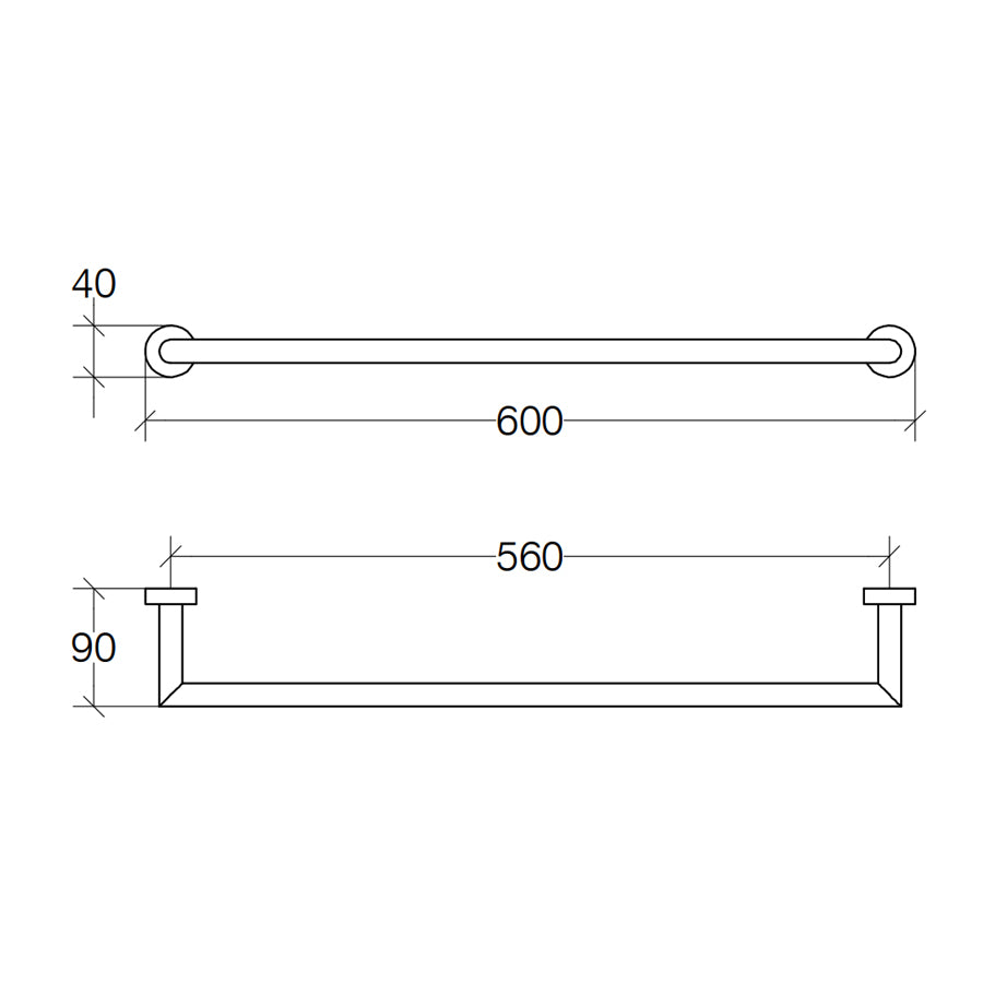 Porta asciugamani a muro di Lineabeta collezione Baketo in ottone Cromato da cm 60