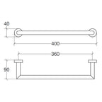 Porta asciugamani a muro di Lineabeta collezione Baketo in ottone verniciato Nero cm 40