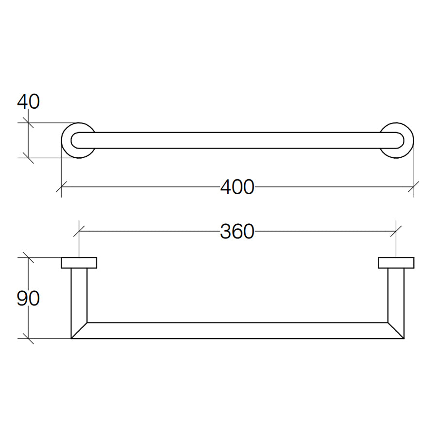 Porta asciugamani a muro di Lineabeta collezione Baketo in ottone verniciato Nero cm 40