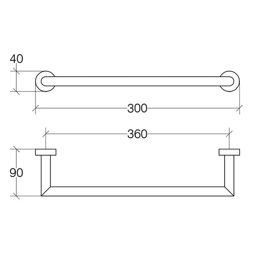 Porta asciugamani a muro di Lineabeta collezione Baketo in ottone verniciato Nero cm 30