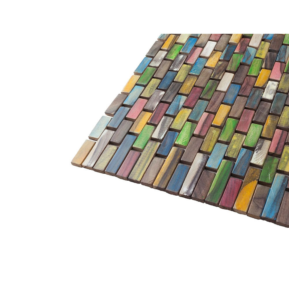 Tappeto modello 'Wood' in listelli di Teak naturale cm 50x90 by Cipi - Multicolor